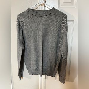 J Crew Linen Cotton Lightweight Sweater Navy and White Stripes Small